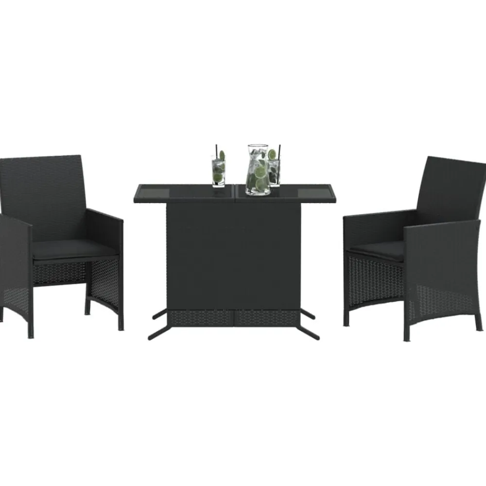 Mobilier De Jardin-vidaXL Ensemble de bistro 3 pcs avec coussins résine tressée Noir