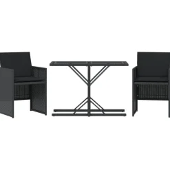 Mobilier De Jardin-vidaXL Ensemble de bistro 3 pcs avec coussins résine tressée Noir