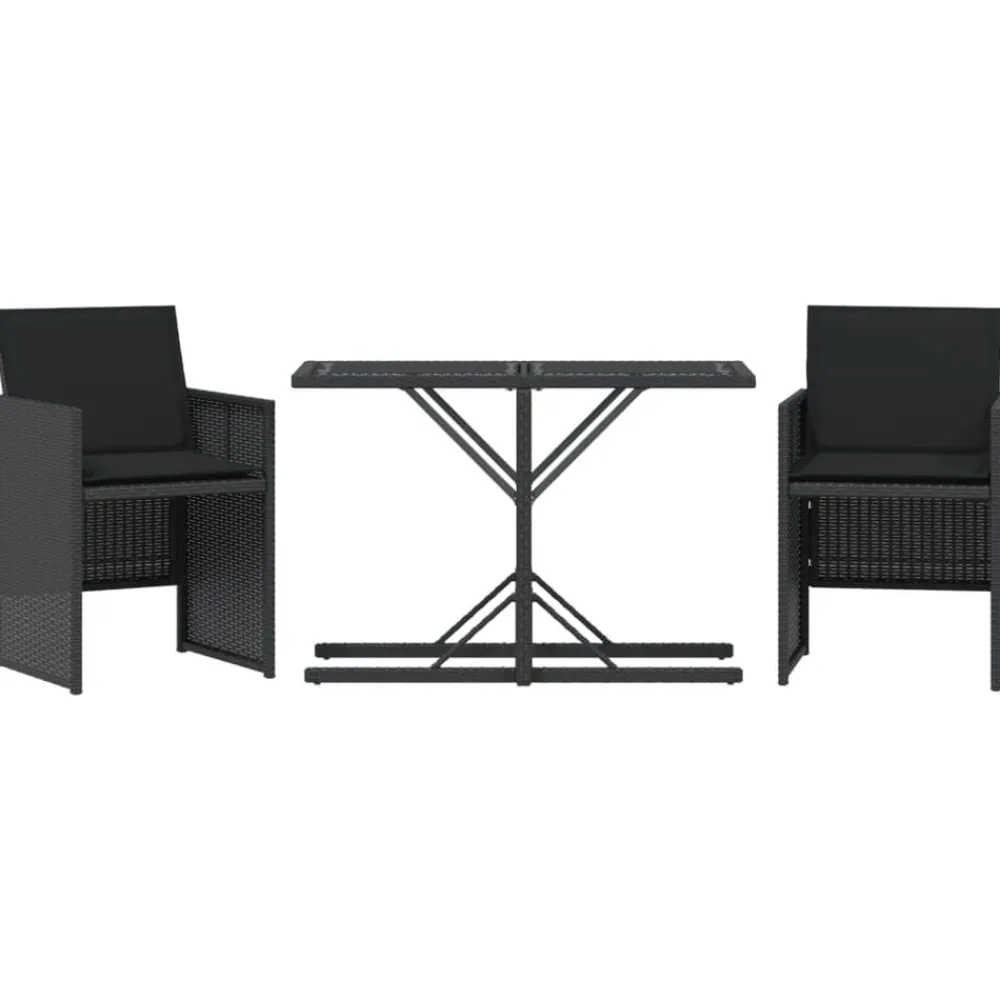 Mobilier De Jardin-vidaXL Ensemble de bistro 3 pcs avec coussins résine tressée Noir