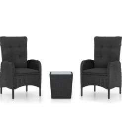 vidaXL Ensemble de bistro de jardin 3 pcs Résine tressée et verre