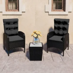 vidaXL Ensemble de bistro de jardin 3 pcs Résine tressée et verre