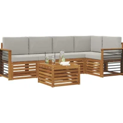 vidaXL Ensemble de canapé d'angle 6 pcs Gris Naturel et Clair
