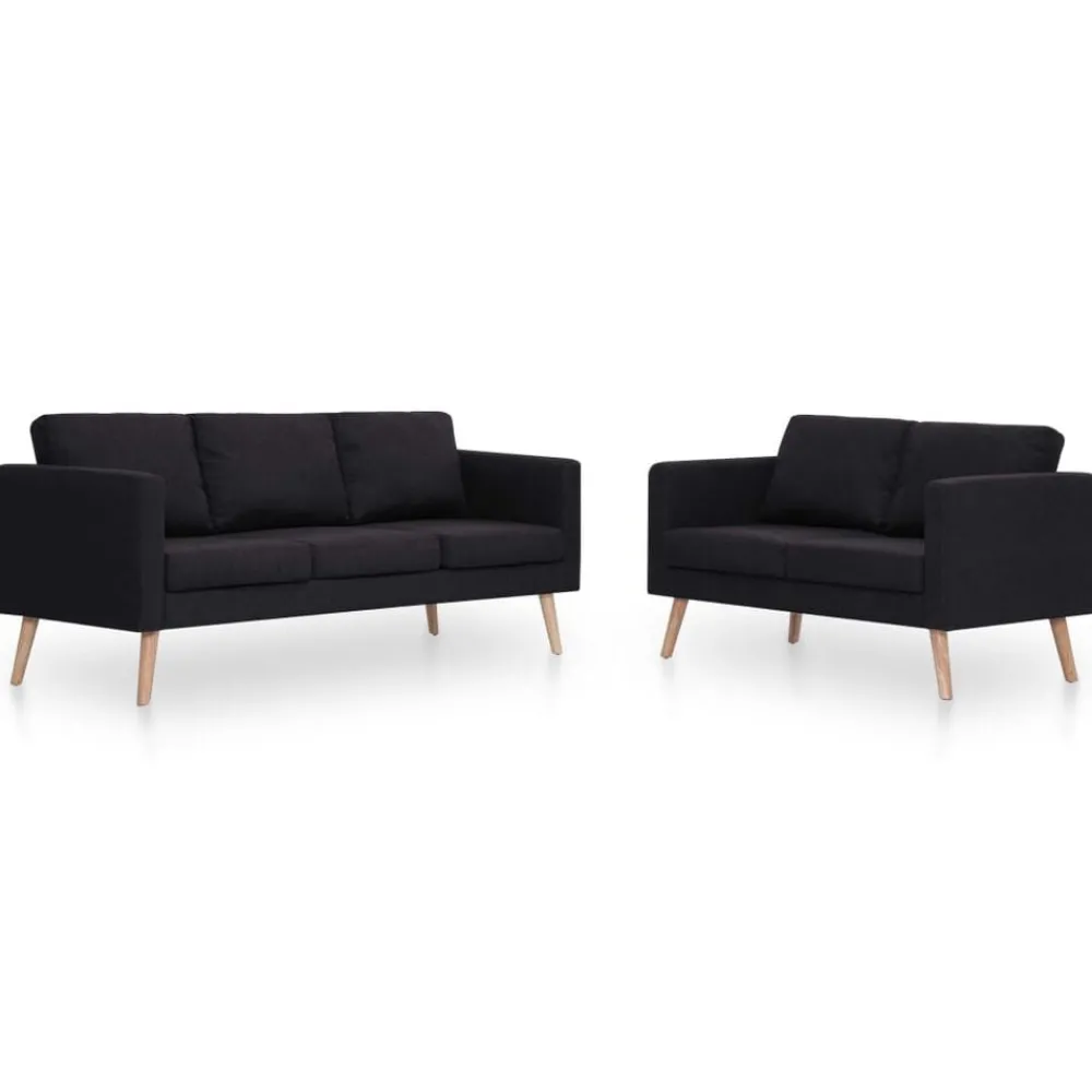 Canapés-vidaXL Ensemble de canapé 2 pcs tissu Noir