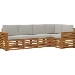vidaXL Ensemble de canapé d'angle 5 pcs Gris Naturel et Clair