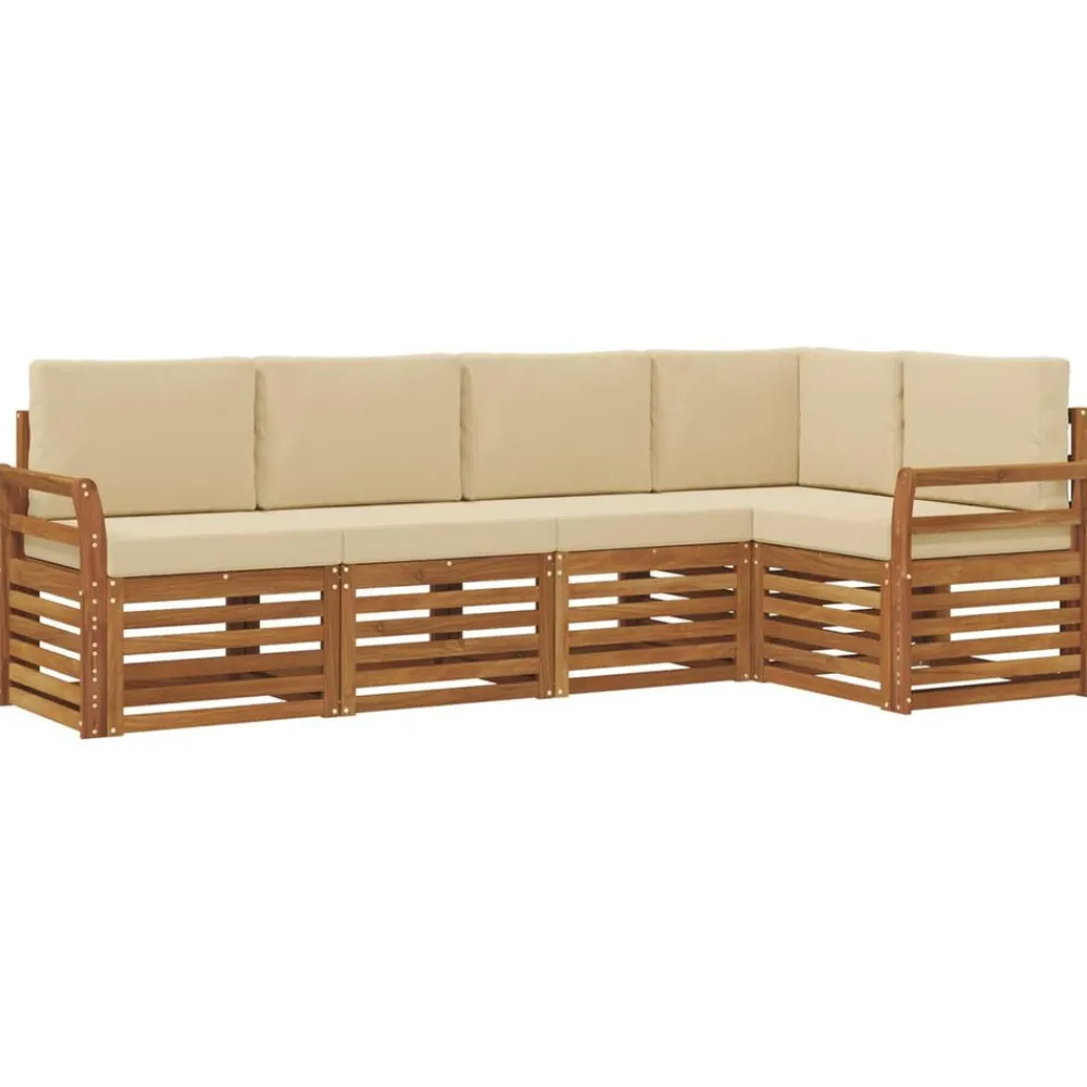 Ensembles De Meubles-vidaXL Ensemble de canapé d'angle avec coussin 5 pcs Naturel et beige