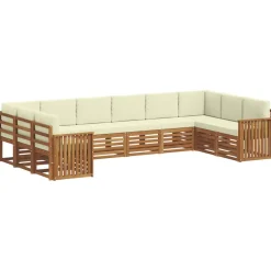 vidaXL Ensemble de canapé d'angle avec coussin 10 pcs Naturel et Crème