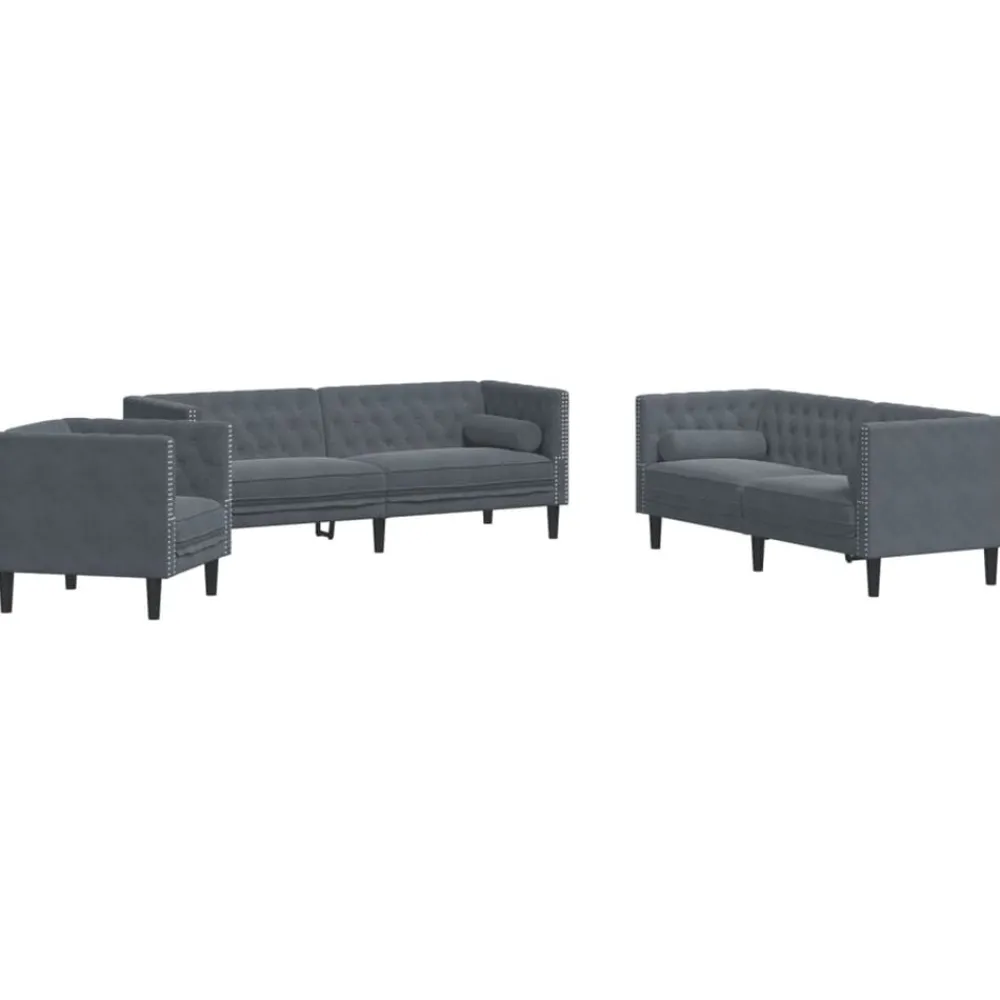 vidaXL Ensemble de canapé Chesterfield et traversins 3 pcs