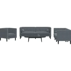 vidaXL Ensemble de canapé Chesterfield et traversins 3 pcs