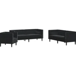 vidaXL Ensemble de canapé Chesterfield et traversins 3pcs velours