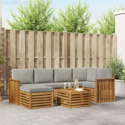 vidaXL Ensemble de canapé d'angle 7 pcs Gris Naturel et Clair