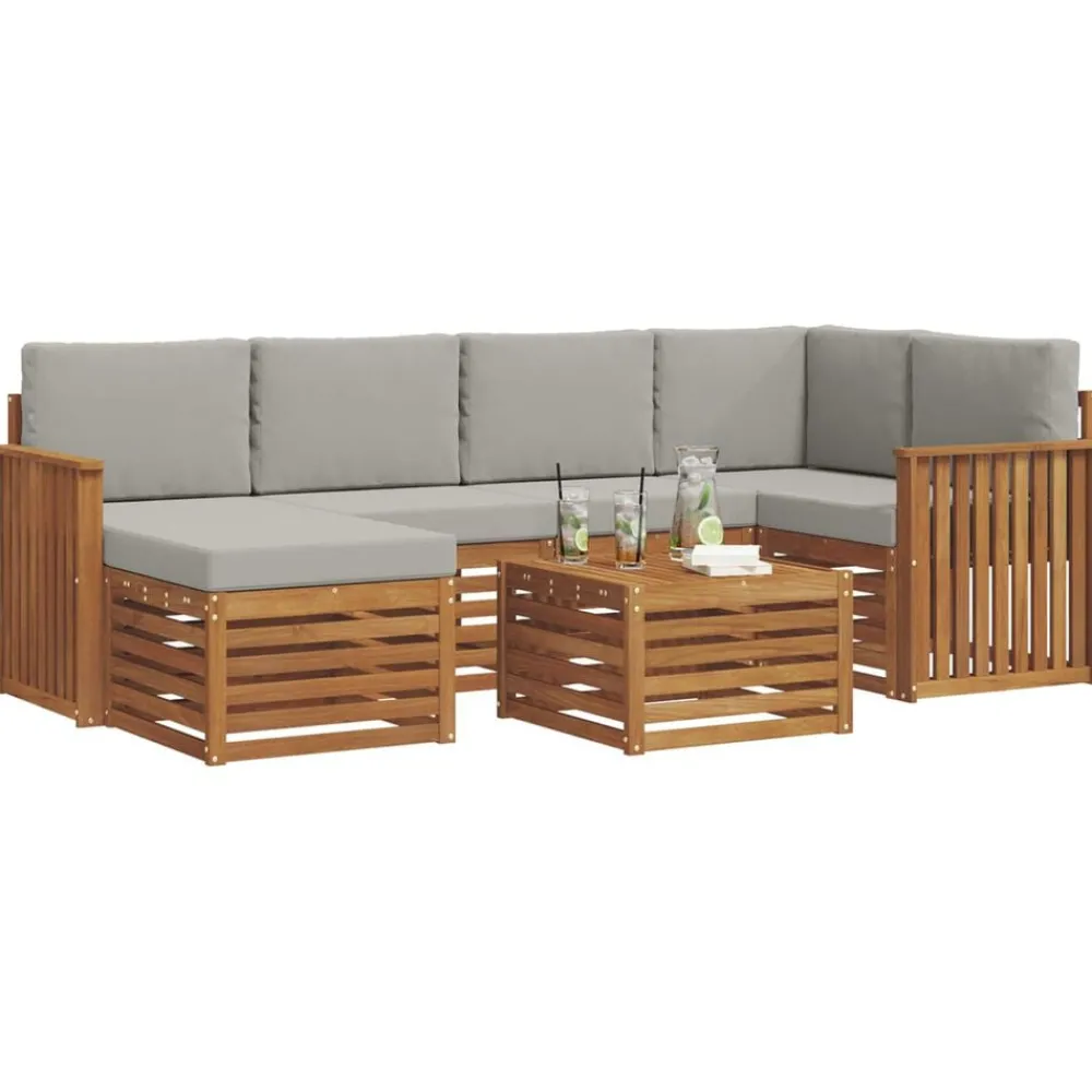 vidaXL Ensemble de canapé d'angle 7 pcs Gris Naturel et Clair
