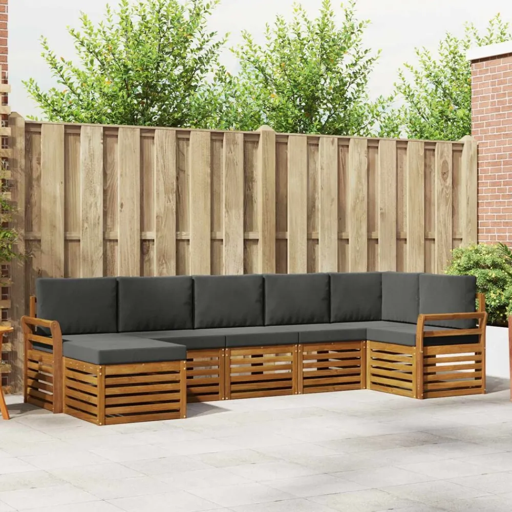 Ensembles De Meubles-vidaXL Ensemble de canapé d'angle 7 pcs Naturel et anthracite
