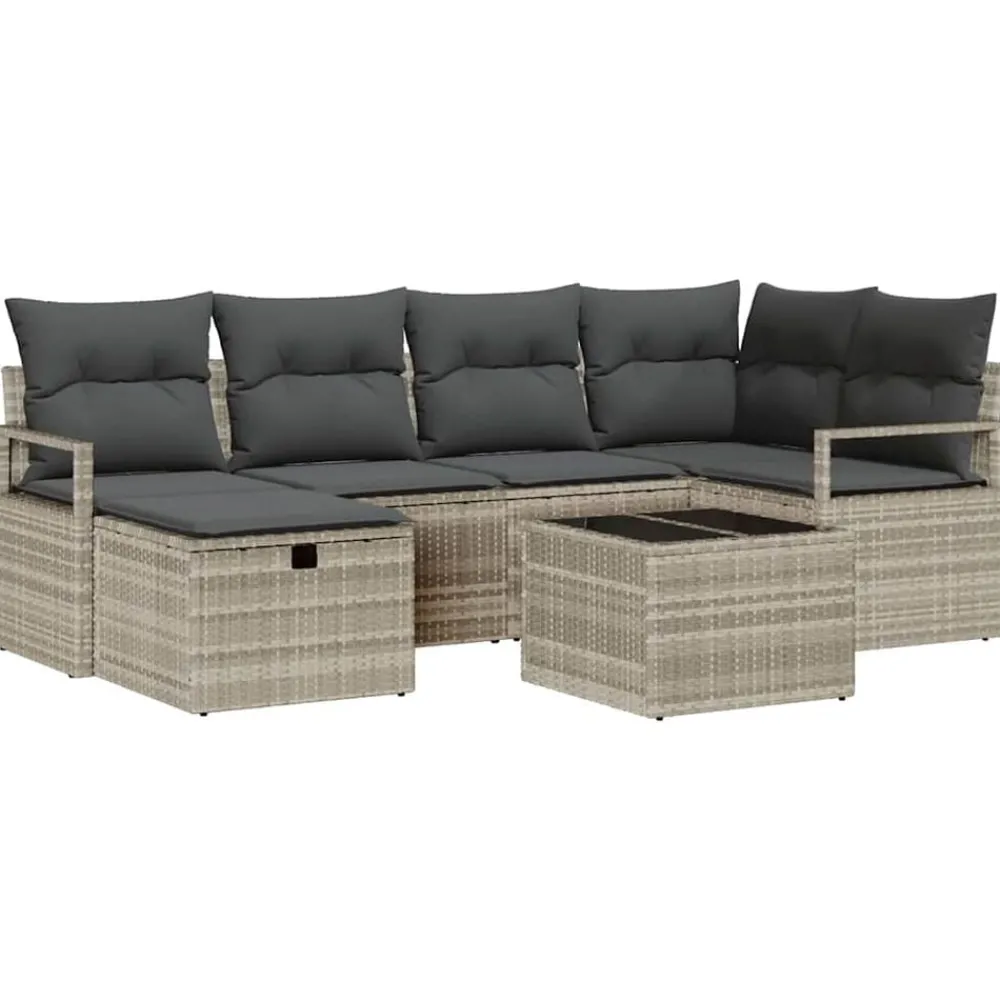 Mobilier De Jardin-vidaXL Ensemble de canapé de jardin 7 pcs Poly rotin Gris clair