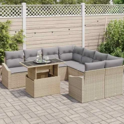 vidaXL Ensemble de canapé de jardin 9 pcs clair