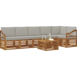 vidaXL Ensemble de canapé d'angle 7 pcs Gris Naturel et Clair