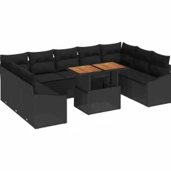 Mobilier De Jardin-vidaXL Ensemble de canapé de jardin 10 pcs Poly rotin Noir