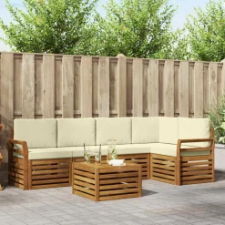 vidaXL Ensemble de canapé d'angle avec coussin 6 pcs Naturel et Crème