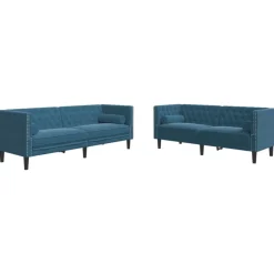 vidaXL Ensemble de canapé Chesterfield et traversins 2pcs velours