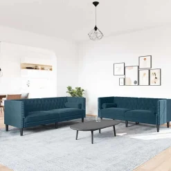 vidaXL Ensemble de canapé Chesterfield et traversins 2pcs velours