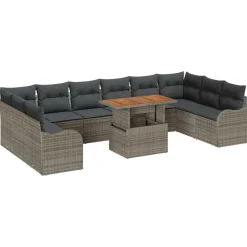 vidaXL Ensemble de canapé de jardin 11 pcs Poly rotin