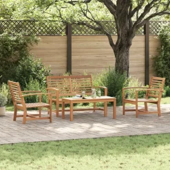 Mobilier De Jardin-vidaXL Ensemble de canapé de jardin 4 pcs Bois de teck massif Naturel
