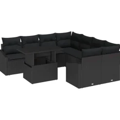 vidaXL Ensemble de canapé de jardin avec coussin 9 pcs polyrotin