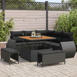 vidaXL Ensemble de canapé de jardin avec coussin 8 pcs polyrotin