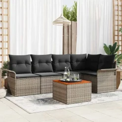 Mobilier De Jardin-vidaXL Ensemble de canapé de jardin avec stockage 6 pcs polyrotin Gris