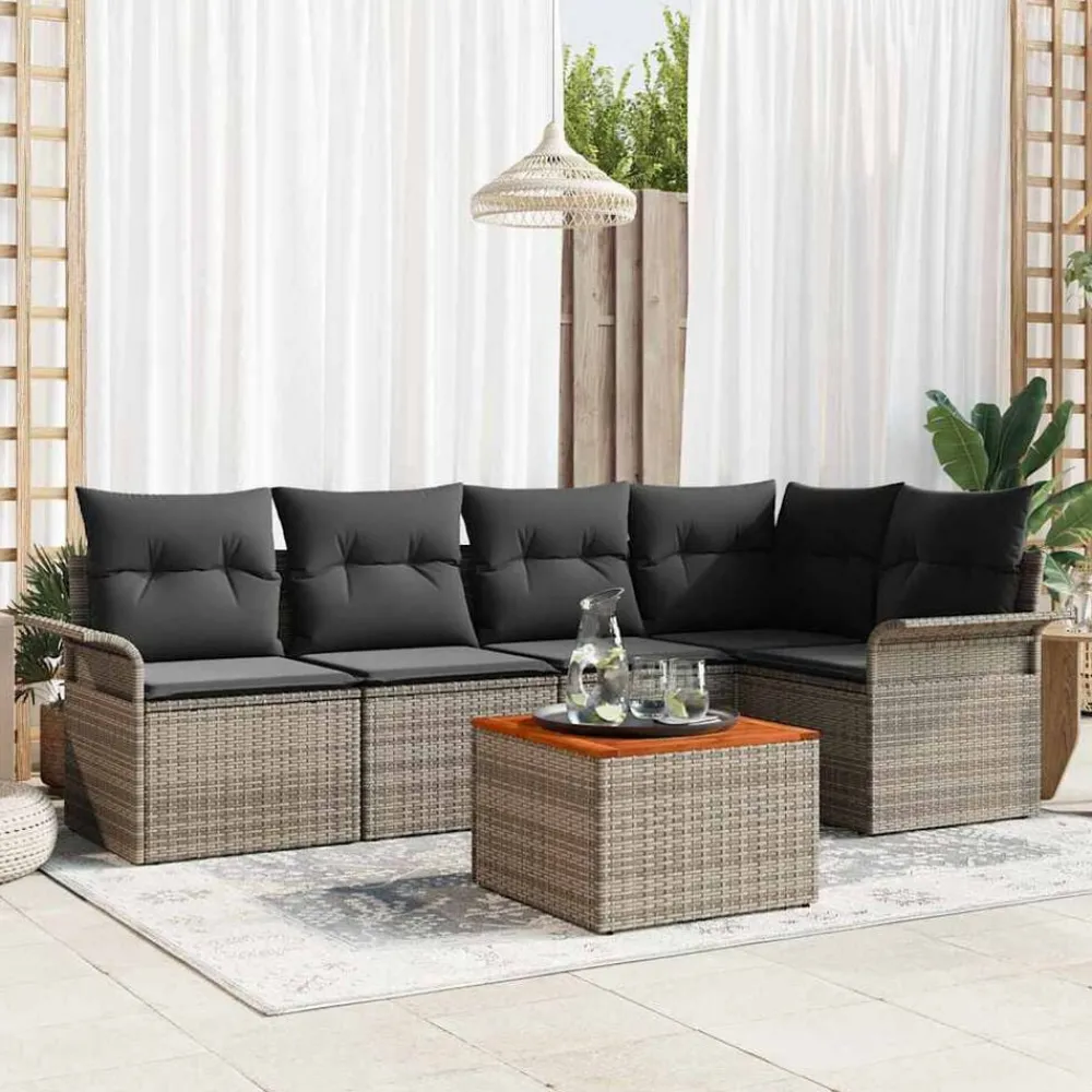 Mobilier De Jardin-vidaXL Ensemble de canapé de jardin avec stockage 6 pcs polyrotin Gris