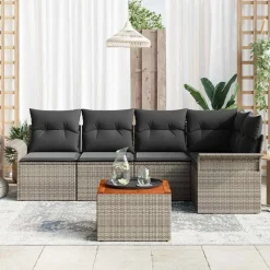 Mobilier De Jardin-vidaXL Ensemble de canapé de jardin avec stockage 6 pcs polyrotin Gris