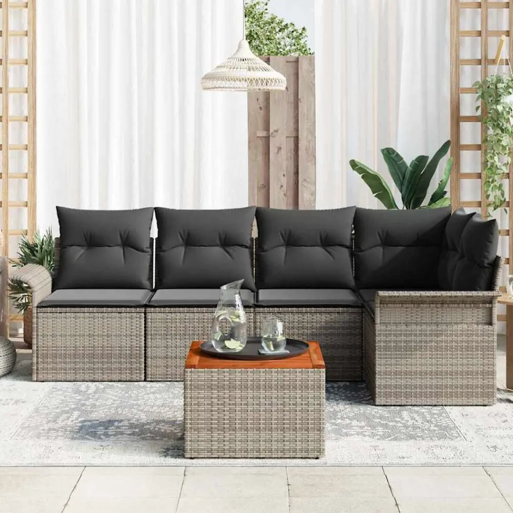 Mobilier De Jardin-vidaXL Ensemble de canapé de jardin avec stockage 6 pcs polyrotin Gris