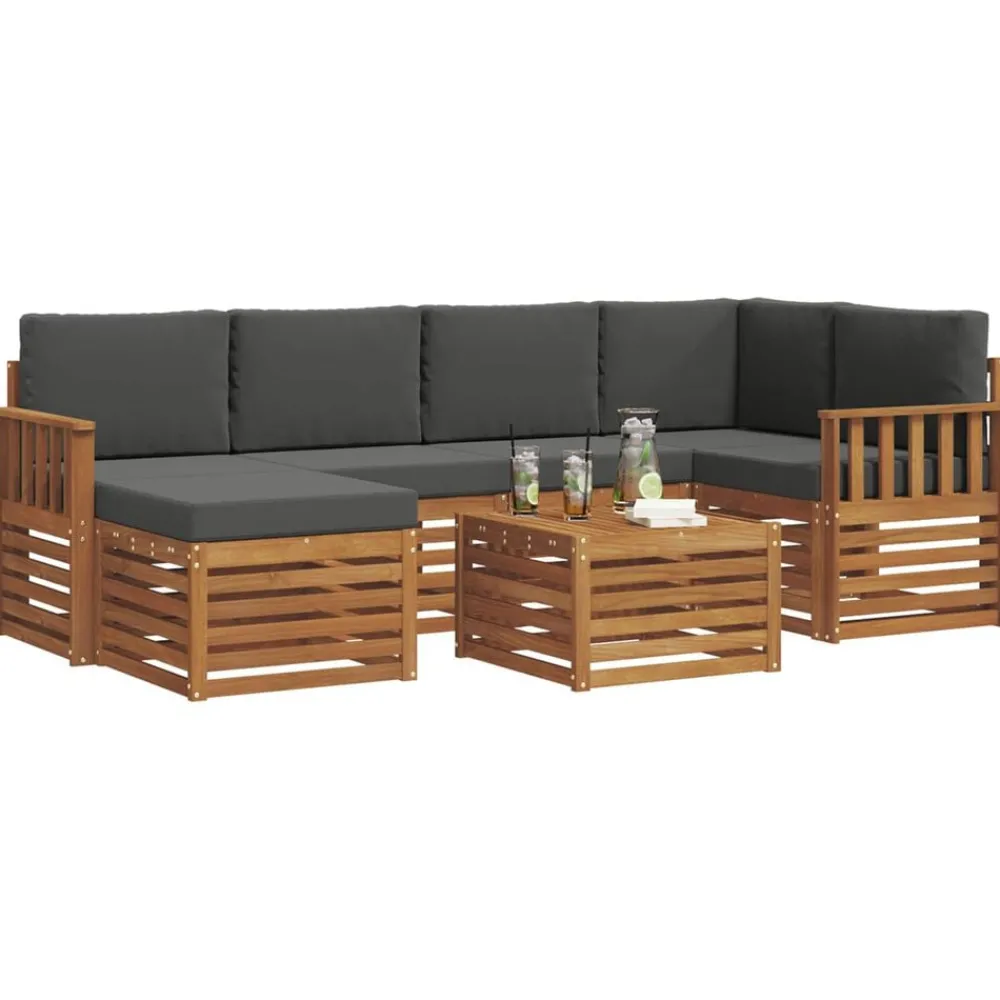 Ensembles De Meubles-vidaXL Ensemble de canapé d'angle 7 pcs Naturel et anthracite
