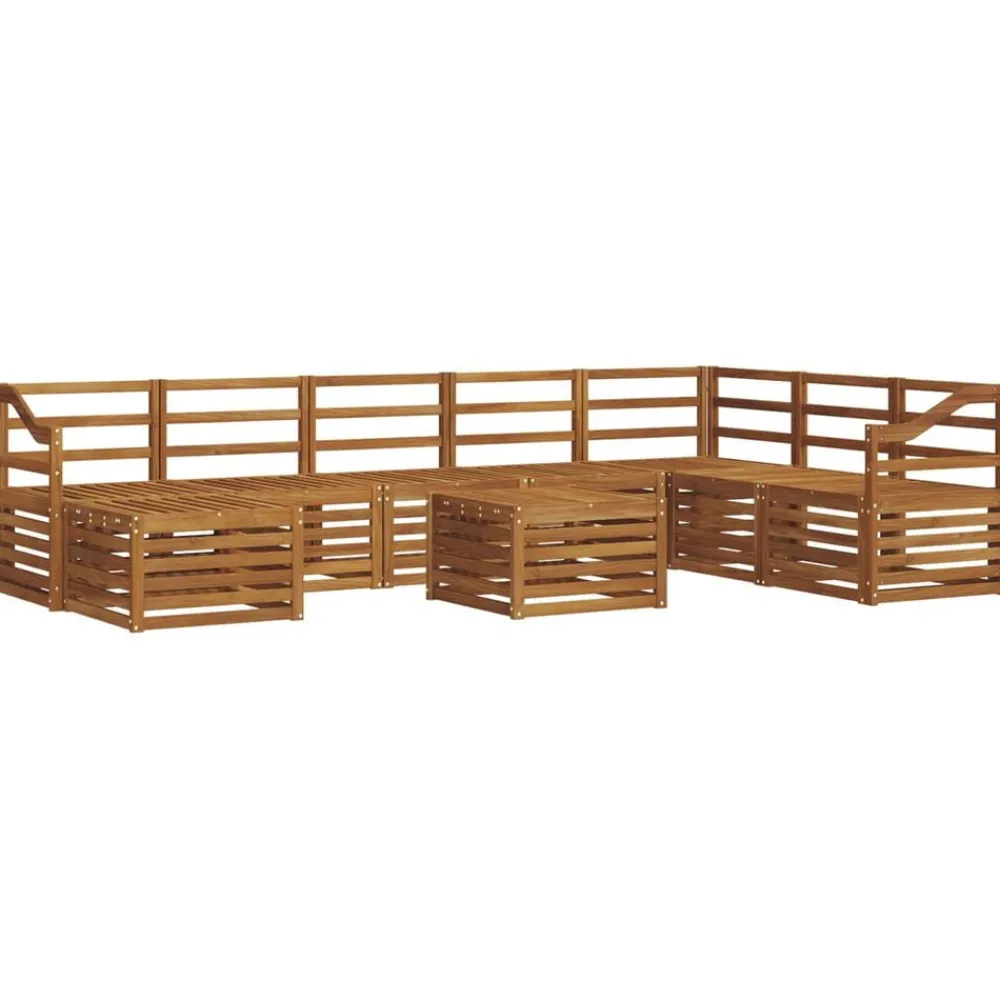 Ensembles De Meubles-vidaXL Ensemble de canapé d'angle 9 pcs Bois d'Acacia Massif Naturel