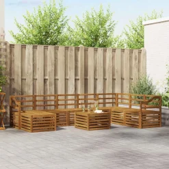 Ensembles De Meubles-vidaXL Ensemble de canapé d'angle 9 pcs Bois d'Acacia Massif Naturel