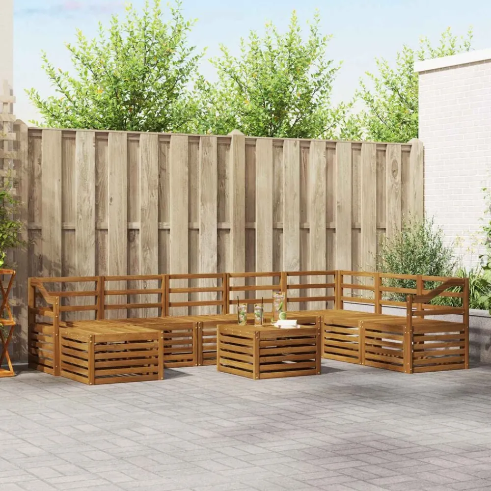 Ensembles De Meubles-vidaXL Ensemble de canapé d'angle 9 pcs Bois d'Acacia Massif Naturel