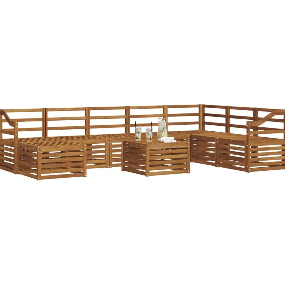 Ensembles De Meubles-vidaXL Ensemble de canapé d'angle 9 pcs Bois d'Acacia Massif Naturel