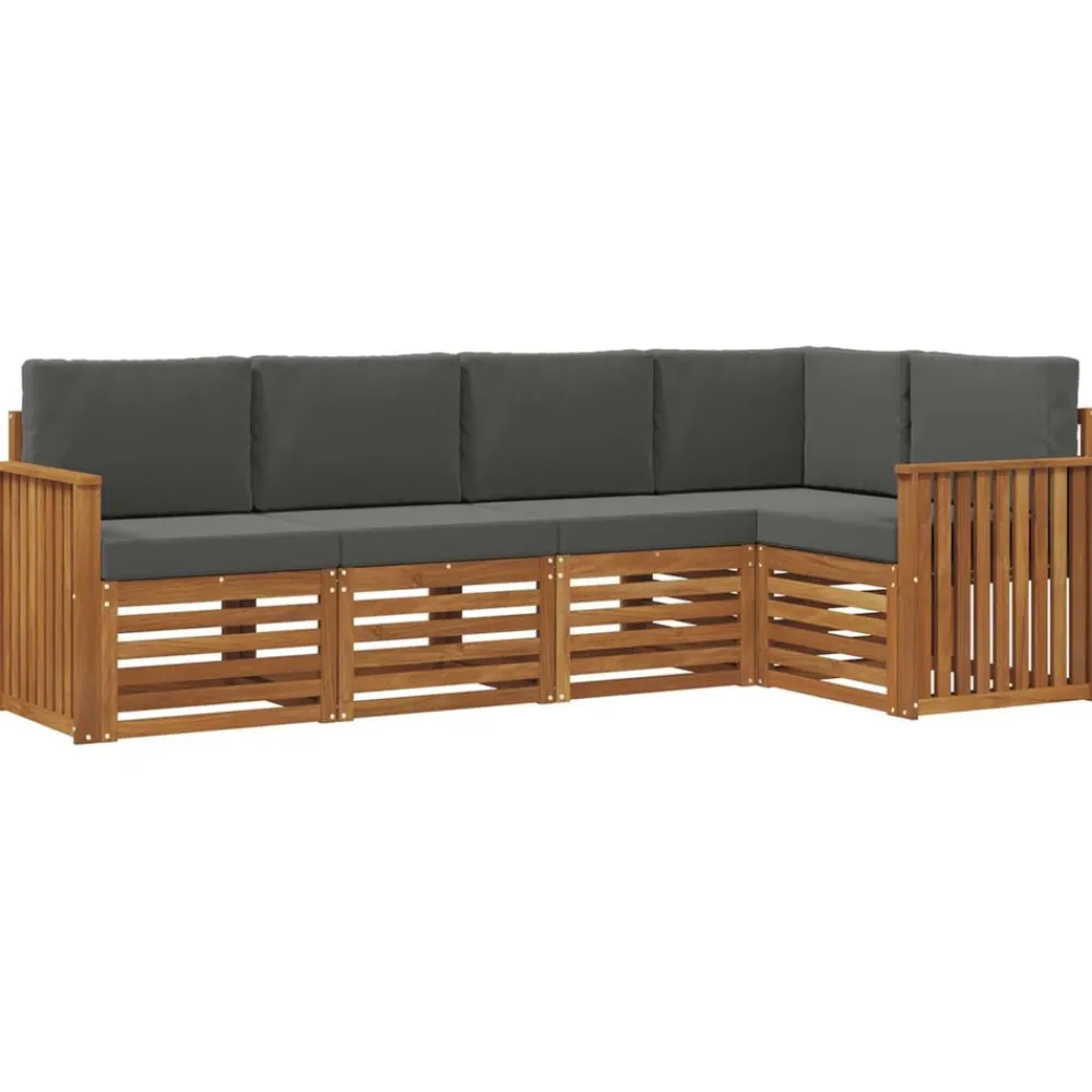 Ensembles De Meubles-vidaXL Ensemble de canapé d'angle 5 pcs Naturel et anthracite