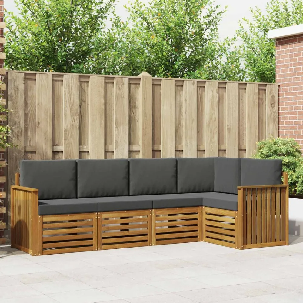 Ensembles De Meubles-vidaXL Ensemble de canapé d'angle 5 pcs Naturel et anthracite