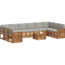 Ensembles De Meubles-vidaXL Ensemble de canapé d'angle 11 pcs Gris Naturel et Clair Naturel et gris clair