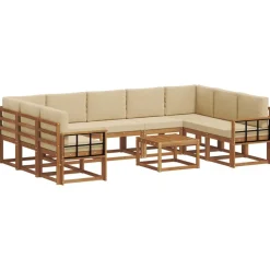 Ensembles De Meubles-vidaXL Ensemble de canapés d'extérieur 10 pcs Naturel et beige