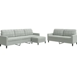Canapés-vidaXL Ensemble de canapés 3 pcs avec coussins Velours Gris clair
