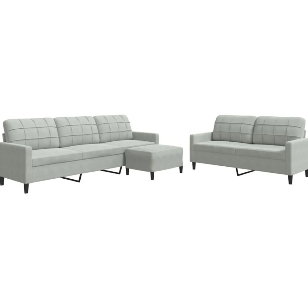 Canapés-vidaXL Ensemble de canapés 3 pcs avec coussins Velours Gris clair