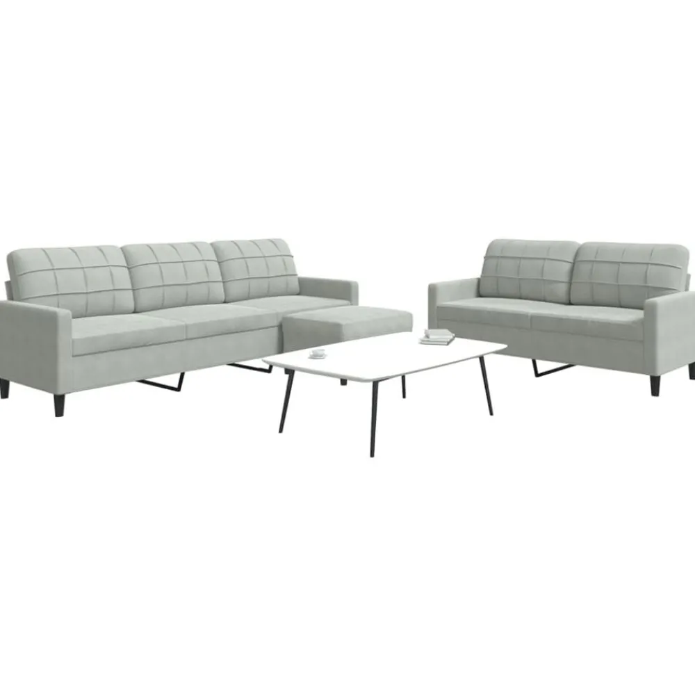 Canapés-vidaXL Ensemble de canapés 3 pcs avec coussins Velours Gris clair