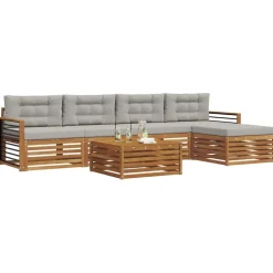 Ensembles De Meubles-vidaXL Ensemble de canapés d'extérieur 6 pcs Gris Naturel et Clair Naturel et gris clair