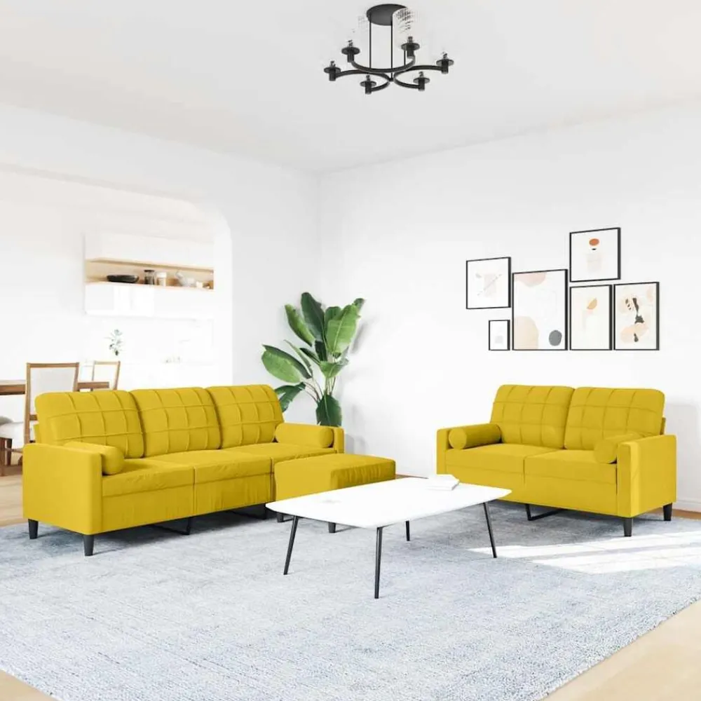 vidaXL Ensemble de canapés 3 pcs avec coussins et traversins velours