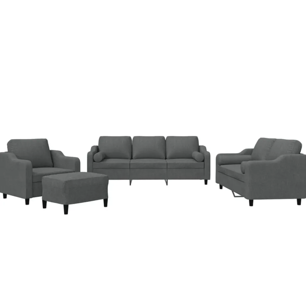 Canapés-vidaXL Ensemble de canapés 4 pcs coussins tissu Gris foncé