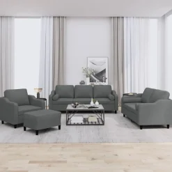 Canapés-vidaXL Ensemble de canapés 4 pcs coussins tissu Gris foncé
