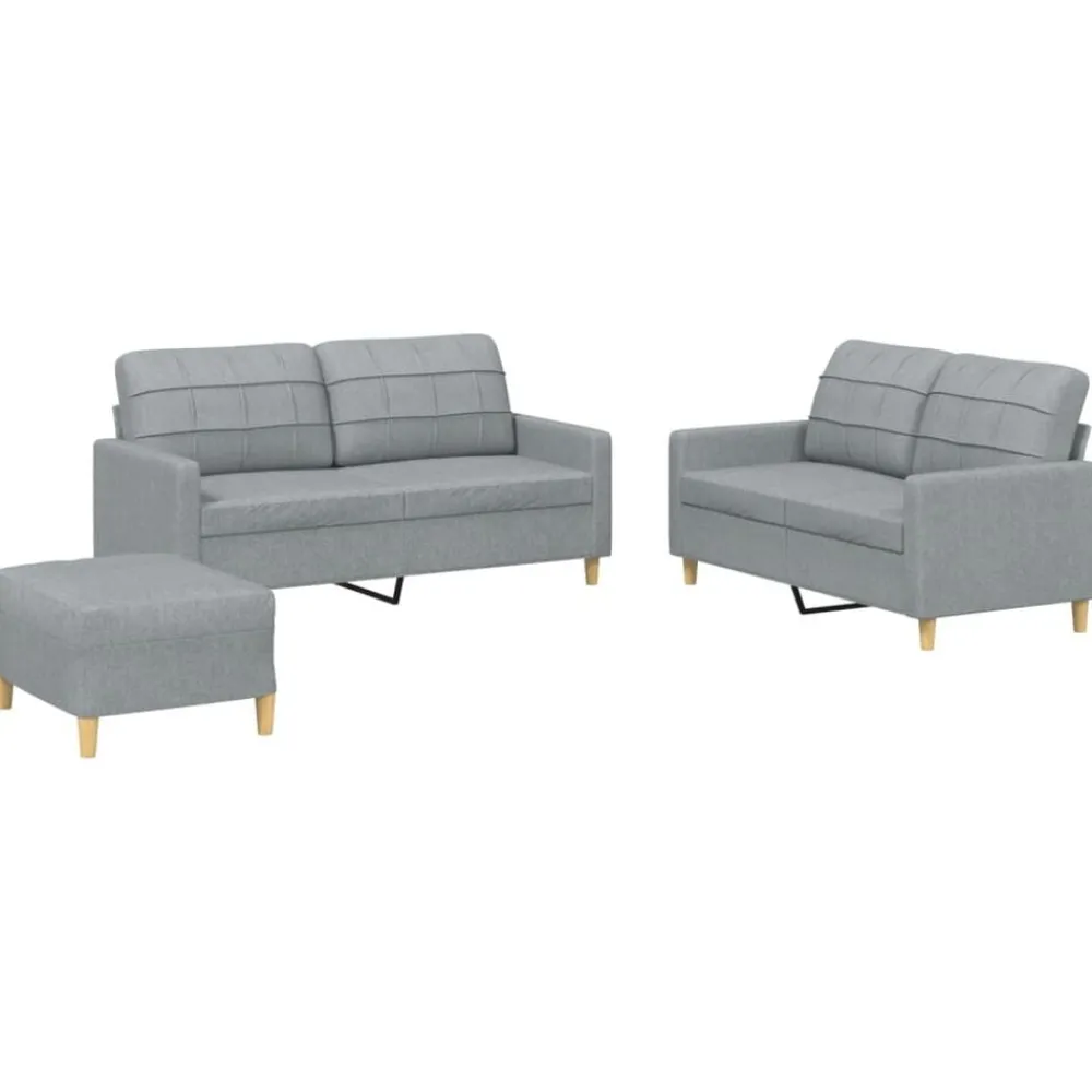 Canapés-vidaXL Ensemble de canapés 3 pcs avec coussins Tissu Gris clair