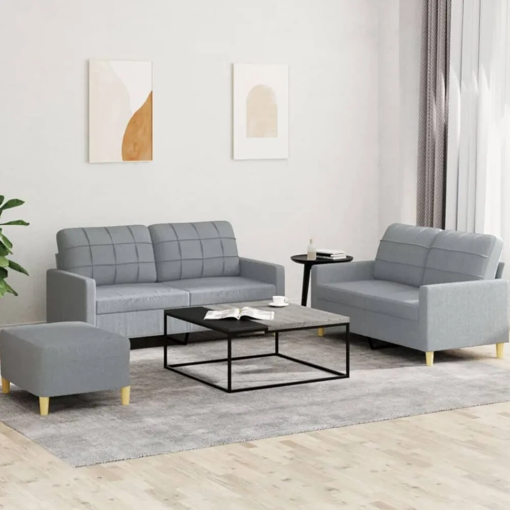 Canapés-vidaXL Ensemble de canapés 3 pcs avec coussins Tissu Gris clair