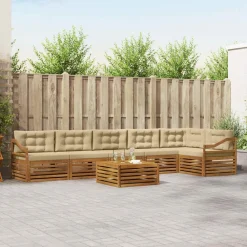 Ensembles De Meubles-vidaXL Ensemble de canapés d'extérieur 7 pcs Naturel et beige
